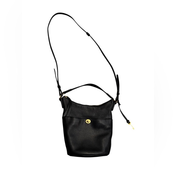 Fossil Talulla Small Hobo Leather Bag Handbag Black Gold Purse Excellent - Picture 2 of 14